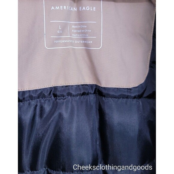 American Eagle Beige Hooded Canvas Jacket Men's LARGE - Picture 7 of 9